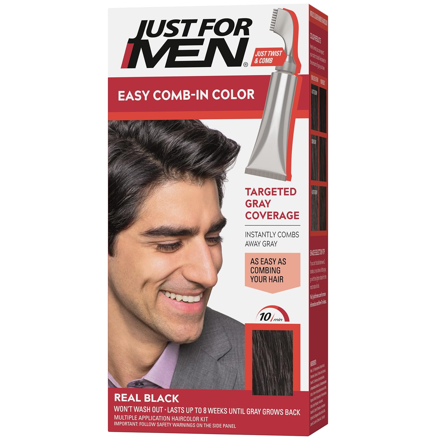 Just for men Per Anhalter gekämmte Haarfarbe für Herren Schwarz ...